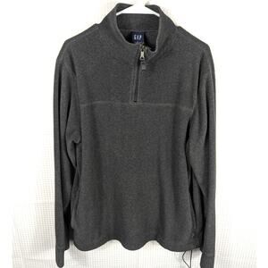 Gap L Gray Fleece Quarter Zip Pullover Mens Long Sleeve Casual Warm Sweater